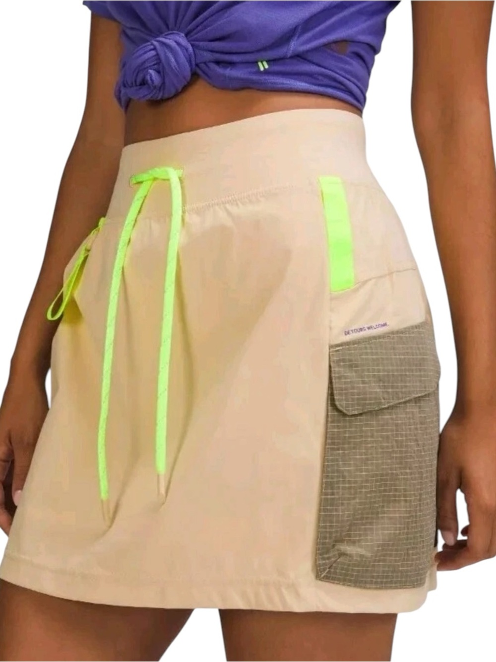 Lululemon Sz 8 Multi-Pocket Cargo High Rise Hiking Skirt Skort Logo Prosecco